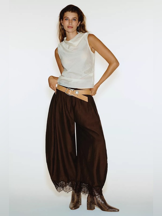 Anthropologie Pants - NWT By Anthropologie Reverie Lace Trim Tapered Pants